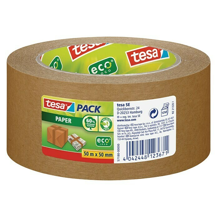 Tesa Pack Paketklebeband Eco Papier (Braun, L x B: 50 m x 50 mm)