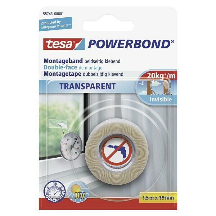Tesa Powerbond Montagetape Transparant 