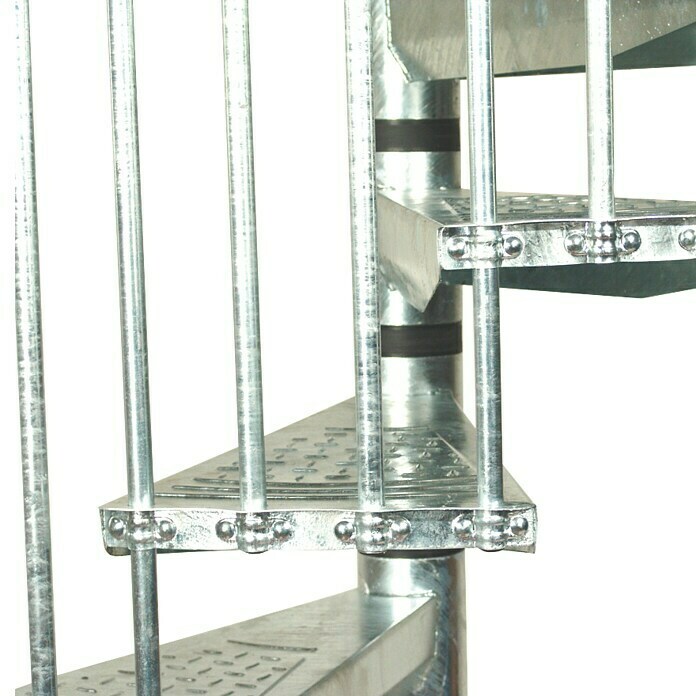 Minka Außenspindeltreppe Rondo Zink Plus (Durchmesser: 120 cm, Geschosshöhe: Max. 300 cm, Anzahl Steigungen: 13 Stk.)