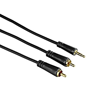 Hama Audio-Kabel (2 x Cinch-Stecker, 1 x Klinkenstecker 3,5 mm, Vergoldete Kontakte, 5 m)