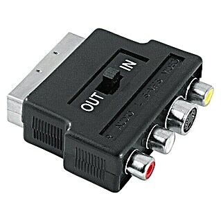 Hama Videoadapter (3 x Cinch-Kupplung, 1 x Scart-Stecker, 1 x S-Video-Kupplung, IN/OUT-Schalter)