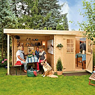 Gartenhaus Eco-Lounge (Außenmaß inkl. Dachüberstand (B x T): 454 x 230 cm, Holz, Natur)