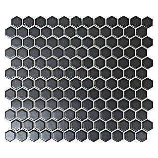 Mosaikfliese Hexagon Uni HX 065 (26 x 30 cm, Schwarz, Matt)