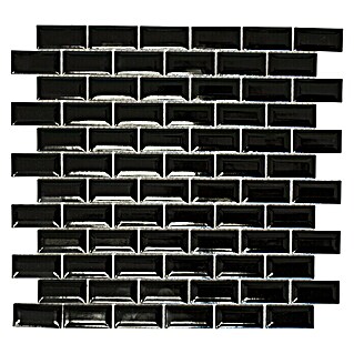 Mozaïektegel brick Metrotegel CBB 108 (30 x 30 cm, Zwart, Glanzend)