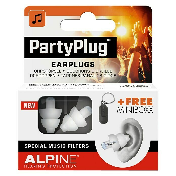 Alpine Gehörschutzstöpsel Partyplug (Einsatzbereich: Disko, 1 Paar)