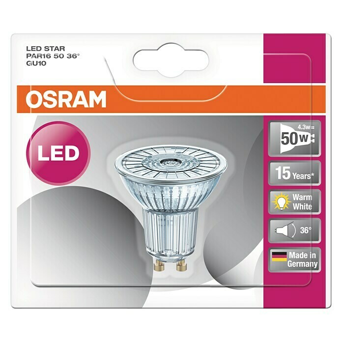 Osram LED-Reflektorlampe Star PAR16 (4,3 W, GU10, 36°, Warmweiß)