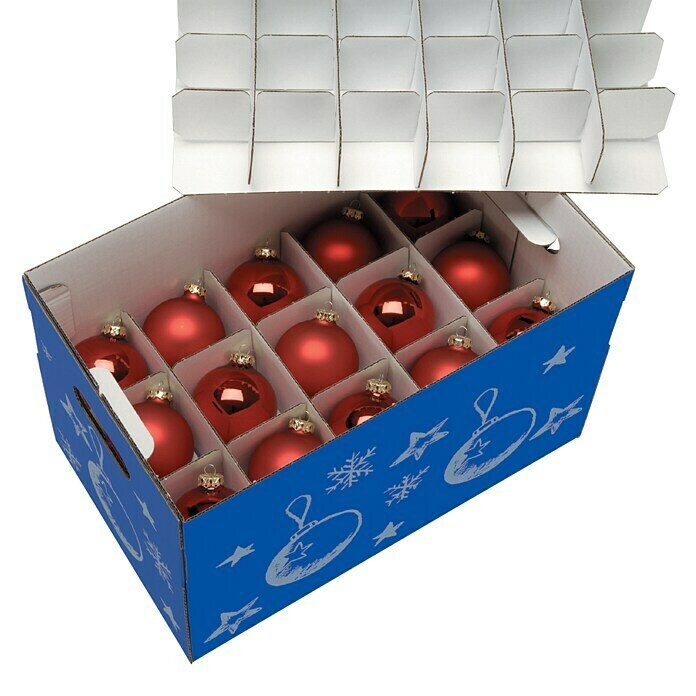 Nips Aufbewahrungsbox für Weihnachtskugeln (46,5 x 27,5 x 29,5 cm, Geeignet für: Christbaumschmuck, Wellkarton, Blau/Silber)