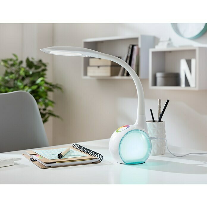 Globo Lámpara de sobremesa LED Tarron (1 x 5 W, Blanco, Blanco diurno, Altura: 53 cm)
