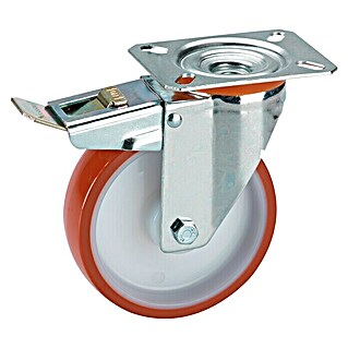 Stabilit Transportgeräterolle (Durchmesser Rollen: 100 mm, Traglast: 150 kg, Gleitlager, Mit Platte und Feststeller)