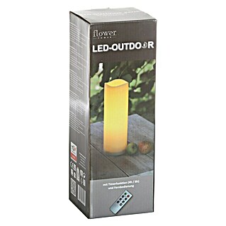 Flower Power LED-Outdoor-Kerze Media (Ø x H: 10 x 30 cm, Creme, Kunststoff)