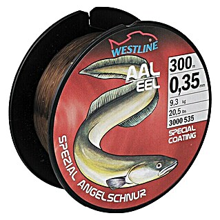 Westline Spinner vislijn Paling 0,35 mm (Doelvis: Paling, Ø x l: 0,35 mm x 300 m, Draagvermogen: 8,5 kg, Donkerbruin)