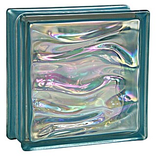 Fuchs Design Glasbaustein BM Perlmutt (Indigo, Aqua, 19 x 19 x 8 cm)