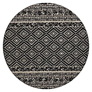 Kayoom Teppich Sunny Rund 200 (Schwarz, Durchmesser: 120 cm, 100% Polyester)