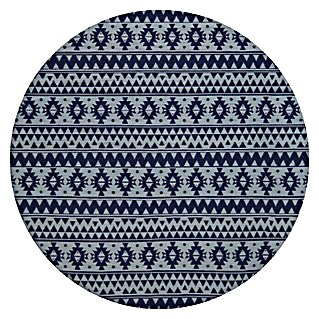 Kayoom Teppich Sunny Rund 200 (Blau, Durchmesser: 160 cm, 100% Polyester)