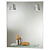 Camargue Espejo con luz Palma (60 x 75 cm, Clase de eficiencia energética: B, Número de bombillas: 2, Estante de vidrio)