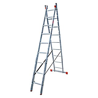 Krause Escalera multiusos (Aluminio, Altura de trabajo: 5,25 m, 2 x 9 peldaños)