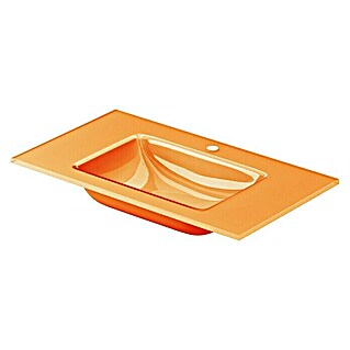 Lavabo Cristal (81 x 46 cm, Orificios para grifo: Medio, Naranja)