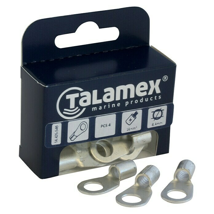 Talamex Quetschkabelschuh (Für Kabelquerschnitt: 16 mm², Für Bolzendurchmesser: 8 mm, 4 Stk.)