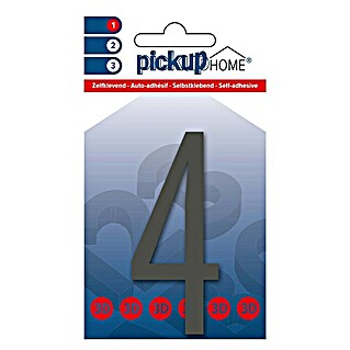 Pickup 3D Home Kućni broj (Visina: 9 cm, Motiv: 4, Sive boje, Plastika, Samoljepljivo)