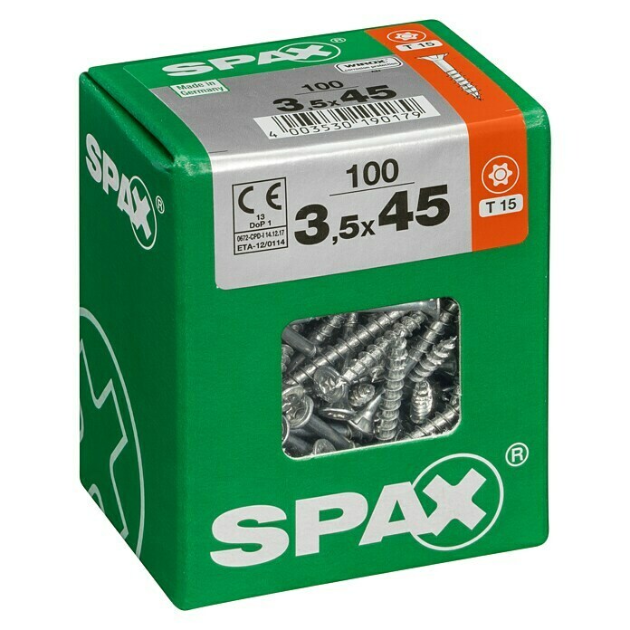 Spax Tornillo universal (Ø x L: 3,5 x 45 mm, Superficie WIROX, T-Star plus, 100 uds.)