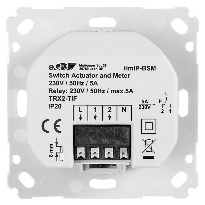 Homematic IP Funkschalter Messgerät (230 V/50 Hz, 5 A, Max. Anschlussleistung: 1.150 W)