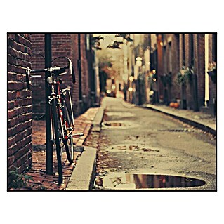 Cuadro de vidrio Bike and city (Bici en la ciudad, An x Al: 40 x 30 cm)