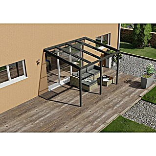 Terrassenüberdachung Special Edition mit Schiebedach (L x T: 400 x 300 cm, Polycarbonat, Anthrazitgrau, Klar)