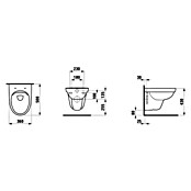 Laufen Spülrandloses Wand-WC Kompas (Ohne WC-Sitz, Tiefspüler, Waagerecht, Weiß)