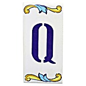 Azulejo de gres Letra Q (7,5 x 15 cm, Blanco, Brillante)