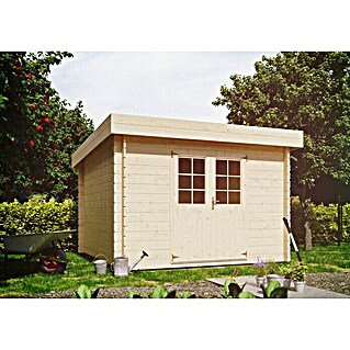 Caseta de madera Bregenz (Cubierta inclinada, Madera, Área: 7,84 m², Espesor de pared: 28 mm)