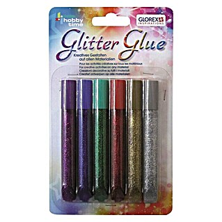 Glorex Hobby Time Klebestift Glitter Glue (Bunt, 6 Stk. x 10,5 ml)