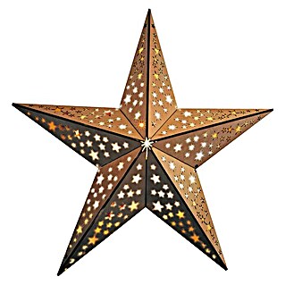 Estrella navideña LED (10 luces, Madera, Diámetro: 40 cm, Marrón, Blanco cálido)