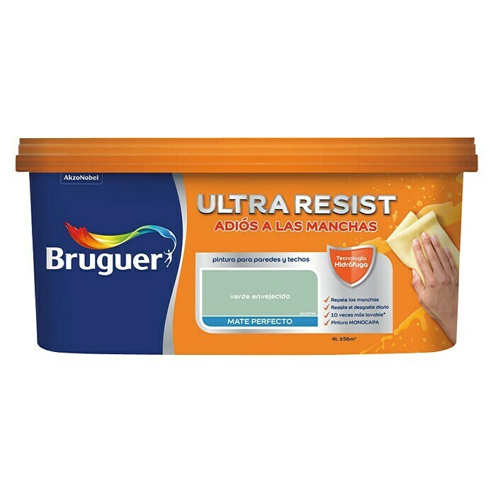 Bruguer Ultra Resist Pintura para paredes verde envejecido (4 l, Mate)