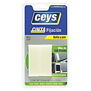 Ceys Cinta de fijación Quita y pon (Transparente, 25 mm x 7 cm)