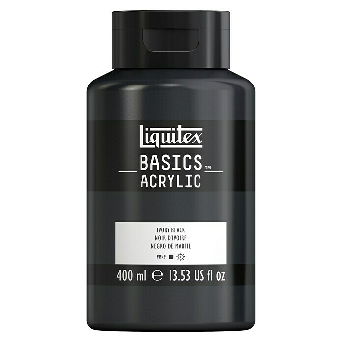 Liquitex Basics Acrylfarbe (Elfenbeinschwarz, 400 ml, Flasche)