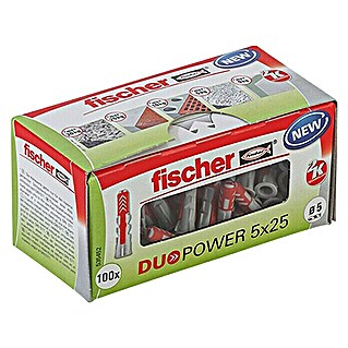 Fischer Assortimentsdoos pluggen Duopower (Diameter plug: 5 mm, Pluglengte: 25 mm, 100 stk., Met rand, Alle bouwmaterialen)