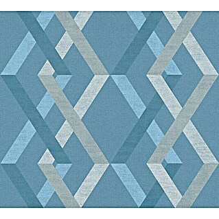 AS Creation Linen Style Vliestapete Rauten (Blau/Grau, Grafisch, 10,05 x 0,53 m)