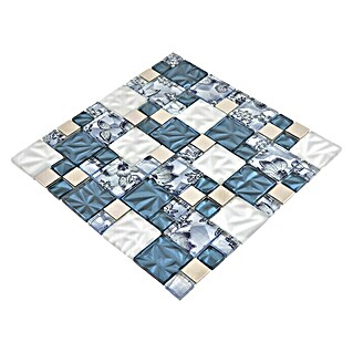 Mosaikfliese Crystal Mix XCM NIKO60 (30 x 30 cm, Blau/Grau, Glänzend)