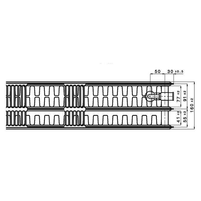 Universal-Flachheizkörper (B x H: 50 x 60 cm, 6-fach, Typ: 3K-33, 1.135 W)