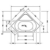 Duravit D-Code Eckbadewanne (140 x 140 cm, Sanitäracryl, Weiß)