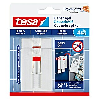 Tesa Verstelbare klevende spijker (Geschikt voor: Tegels, Belastbaarheid: 4 kg, 2 stk., Wit)