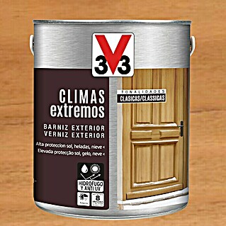 V33 Barniz para madera exterior Climas Extremos (Roble oscuro, Brillante, 2,5 l)