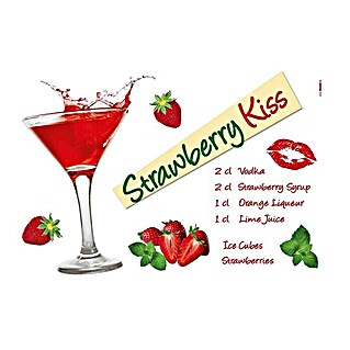 Komar Dekosticker (Strawberry Kiss, Rot/Grün/Gelb, 100 x 70 cm)