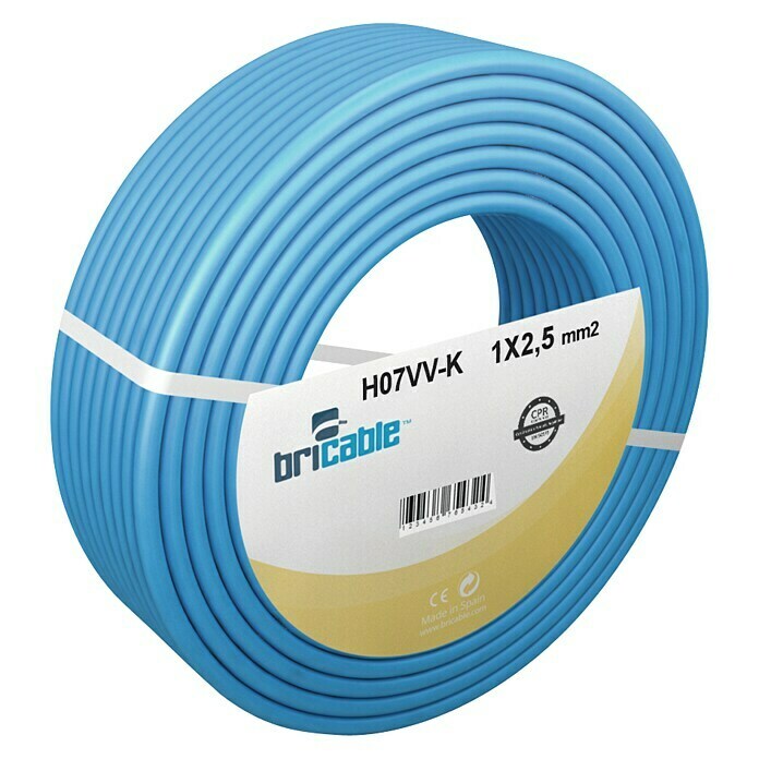 Bricable Cable unipolar neutro (H07V-K1x2,5, 25 m, Azul)