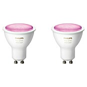 Philips Hue LED-Leuchtmittel-Set White & Color Ambiance (GU10, 5,7 W, RGBW, Dimmbar, 2 Stk.)