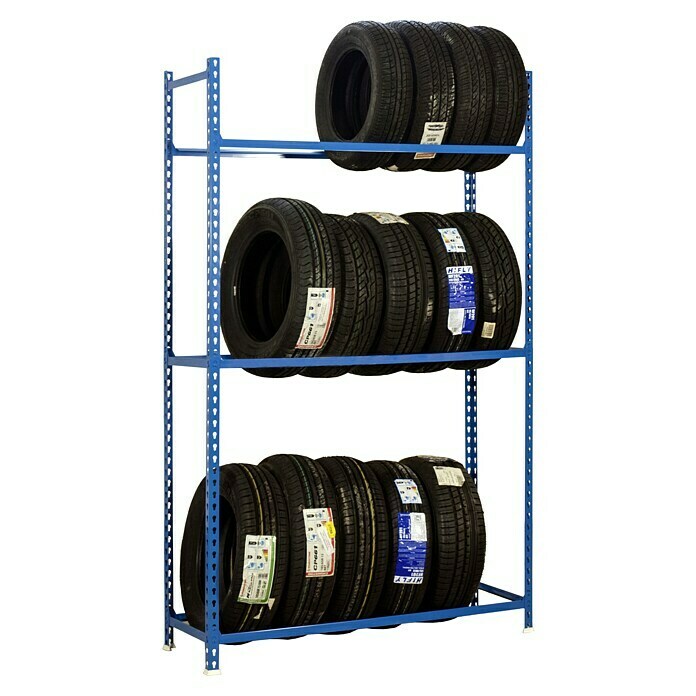 Simonrack Simonauto Estantería para almacenamiento de neumáticos Autoclick Plus (L x An x Al: 40 x 100 x 200 cm, Capacidad de carga: 120 kg/balda, Número de baldas: 3 ud., Azul)
