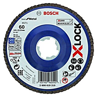 Bosch Professional X-Lock Doorslijpschijf Best for Metal K60 (Lamellenschijf, Recht, Schijfdiameter: 125 mm, Geschikt voor: Metaal, Korreling: 60)
