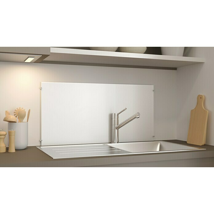 CUCINE Küchenrückwand (Weiß, 80 x 40 cm, Stärke: 6 mm, Einscheibensicherheitsglas (ESG))