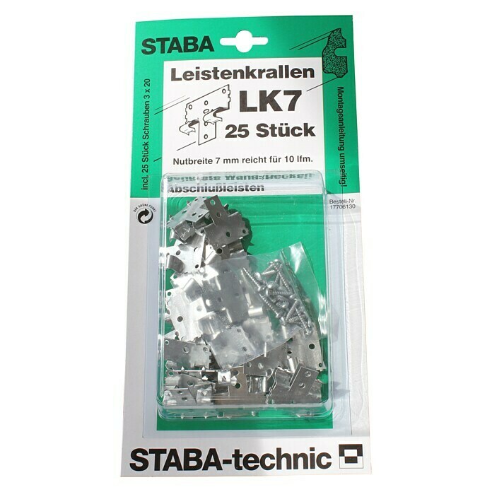 Staba Leistenkrallen LK 7 (25 Stk., Passend für: LOGOCLIC Deckenabschlussleisten)