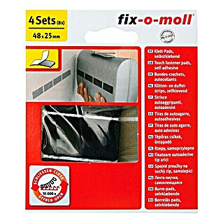 Fix-o-moll Klettpad (48 x 25 mm, Grau/Schwarz, Kleben, 4 Stk.)